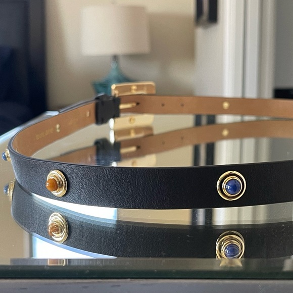 Kate Spade - Size Large Black Leather belt with multicolor cabochon stones - Picture 5 of 6